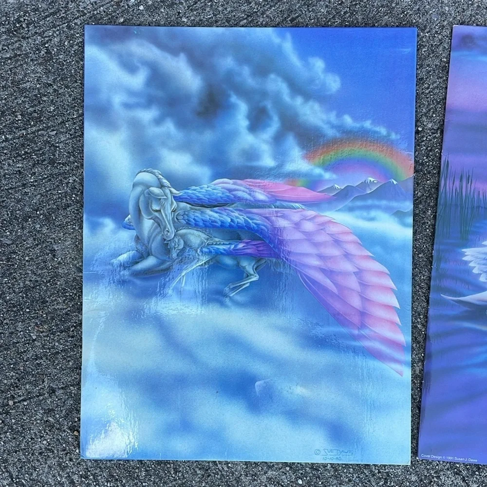 Vintage 80's Susan Sue Dawe Robot Pegasus Lot Mead Portfolio Notebook Folder USA